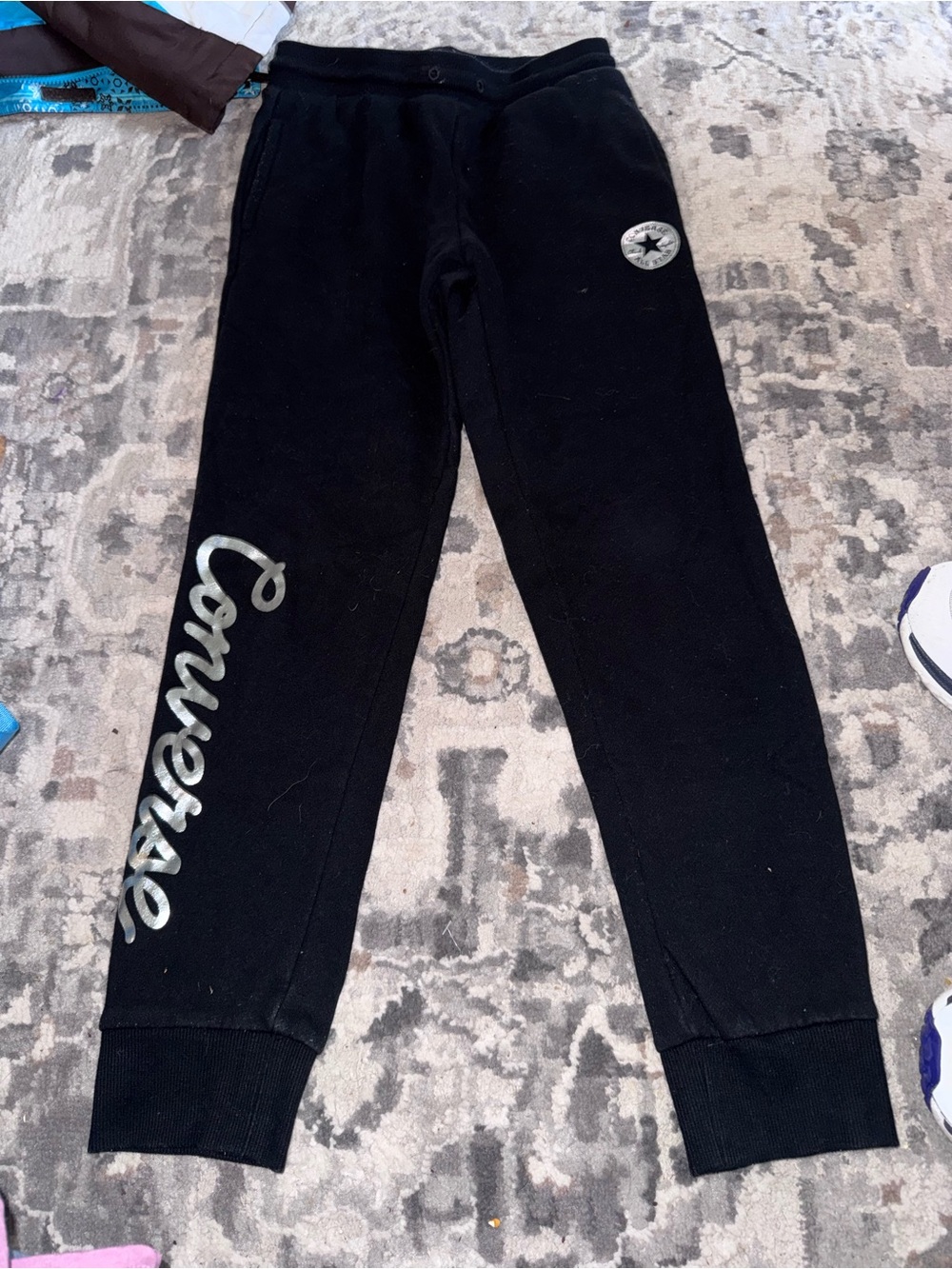 Converse Black Jogger Pants with Silver Logo Script